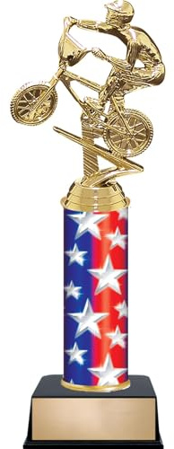 Crown Awards Personalized 10.75 BMX Bikes Male Pennant Star Trophy, Customize Now