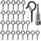 Pinrolla 41 PCS Screw in Hooks Kit Black Q Hanger Hooks for Outdoor String Light Ceiling Hooks with Safety Buckle Eye Screws for Hanging Lights Plants Cups Utensils