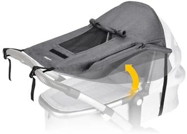 KARAT Tenda parasole universale per passeggino, protezione UV 50, con finestra integrata e ampie ali ombreggianti, baldacchino per passeggino, navicella per neonati con baldacchino (antracite, 24 x 23