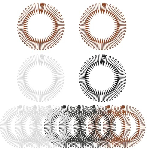 Classicseali 12 Pack Comb Headbands for Women,Full Circular Claw Headband,Claw Headbands for Women,Flexible Plastic Circle Tooth Headband for Woman,Girls(Black,Brown,White)