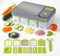 Cortador de Verduras Multifuncional y Mandolina con Recipientes hermeticos, Tabla de cortar y Cuchillas Intercambiables de Acero Inoxidable, Ideal para cortar y decorar platos de Frutas y Verduras