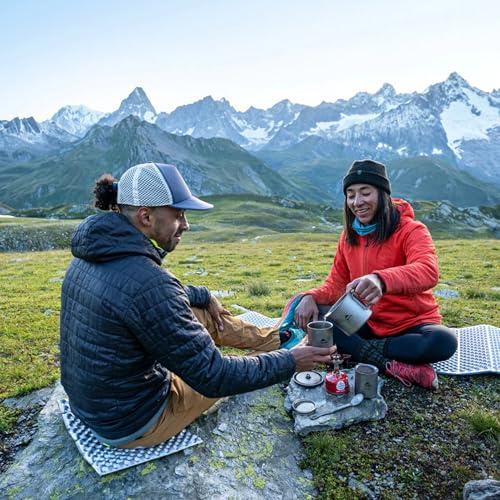 Alpteq® RastPlatz Lot de 2 coussins d'assise pliables, thermiques, d'extérieur, pour le jardin, le camping et les loisirs, imperméables, isolants et ultra légers, idéaux pour sac à dos et chaise, noir