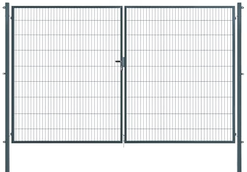 Doppeltor | extra breit, B400 x H180 cm | Anthrazit RAL 7016 | Doppelflügeltor inkl. Torpfosten & Schließzylinder | verzinkt & pulverbeschichtet | UV- und witterungsbeständig