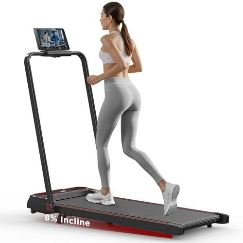Laufband für Zuhause mit Neigung, 2 in 1 Walking Pad, Klappbar Laufband mit Steigung, 2.5HP Under Desk Schreibtisch Treadmill für Zuhause & Büro, Fernbedienung, Keine Installation (1-12 KM/H)