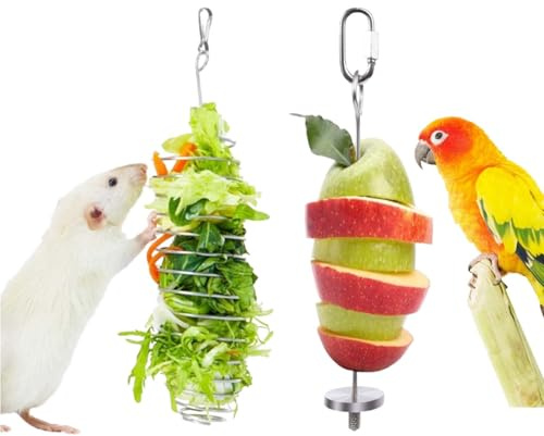2 Pezzi Giocattoli Di Arricchimento Per Ratti, Mangiatoia Spirale Per Uccelli, Pappagallo Cibo Spiedino, Per l'Alimentazione Di Pappagalli, Criceti e Altri Animali Domestici
