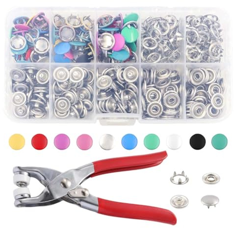 UIEXAY 400 Pezzi Bottoni a Pressione e Pinza Pressione a Cinque Artigli Vari Colori Adatto per DIY Abbigliamento Borse Artigianato Riparazione Decorazione Personalizzata