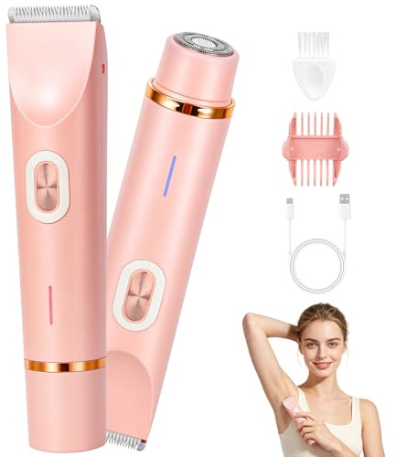 Mineup Afeitadora De Doble Cabeza Para Mujer, 2en1 Afeitadora Eléctrica Para Mujer, Recortadora De Bikini Eléctrica, Recargable Rasuradora Mujer, Rasuradora Mujer Zona Intima Para Cuerpo Cara Uso