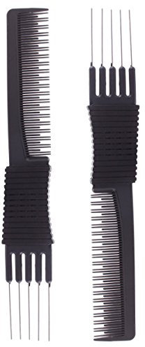 2 professionelle Haarsalon-Toupierkämme, schwarze Carbonkämme