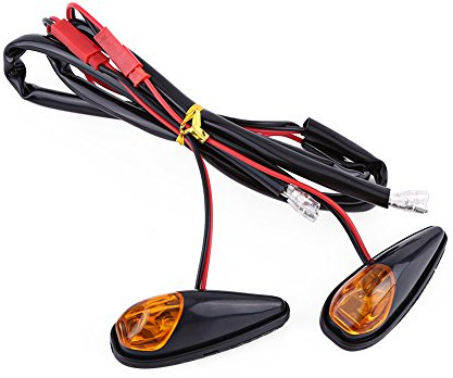 Qiilu 2 pièces Clignotant LED de Moto Montage Encastré Moto Indicateur Lampe Ambre