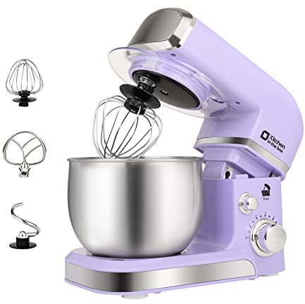 Stand Mixer, Kitchen in the box 3.2Qt Small Electric Food Mixer,6 Speeds Portable Lightweight Kitchen Mixer for Daily Use with Egg Whisk,Dough Hook,Flat Beater (Purple)