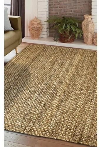 Modern Style Rugs Natural Jute Rug, Hardwearing Durable Jute Suitable for Bedroom, Living Room, Hallway, Bathroom, Lounge, Office Room Rug - 100x150cm