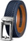 BULLIANT Gürtel Herren, Ledergürtel Herren Gürtel Ratsche Automatik Schnalle für Anzug und Freizeit 35mm,Größe Angepasst(Navy Blau-105cm/28-34 taille verstellbar)