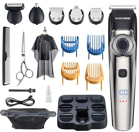 Barberboss Bartschneider Männer, Haarschneidemaschinen Männer, Schnurlose Herren-Pflegesets, Trimmer für Männer, Wasserdicht, Nasentrimmer Männer QR-6089