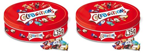 CELEBRATIONS - Boîte cadeau en métal avec assortiment de minis chocolats SNICKERS, TWIX, MARS, MALTESERS, BOUNTY et autres - 435g (Lot de 2)