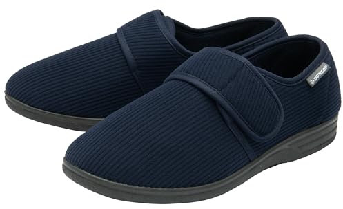 DUNLOP Mens Touch Fastening Slippers – Navy – UK 10