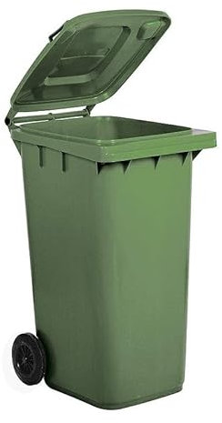 mille idee Pattumiera Bidone pattumiera spazzatura Carrellato con Ruote Secchio Resistente Immondizia Raccolta Differenziata 120 litri Verde per casa condominio