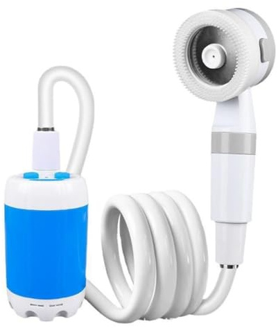 ZMdooreasy Ducha portátil para acampar, sistema de cabezal de ducha recargable portátil con bomba de agua con batería y bolsa de almacenamiento para actividades al aire libre