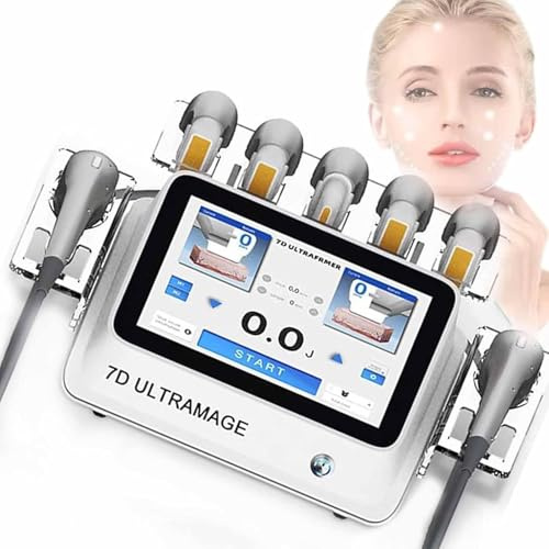 Appareil multifonction HIFU 7D soin peau, lifting visage par couche SMAS, raffermissement, réduction ridules, élimination rides, 7 niveaux profondeur, 20000 impulsions par cartouche