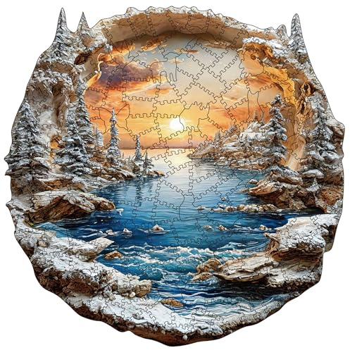 Wooden Puzzles for Adults, Landscape Wooden Jigsaw Puzzles 200 Pcs, Irregular Unique Animal Shaped Wood Puzzle, Creative Ghristmas Gifts for Adults