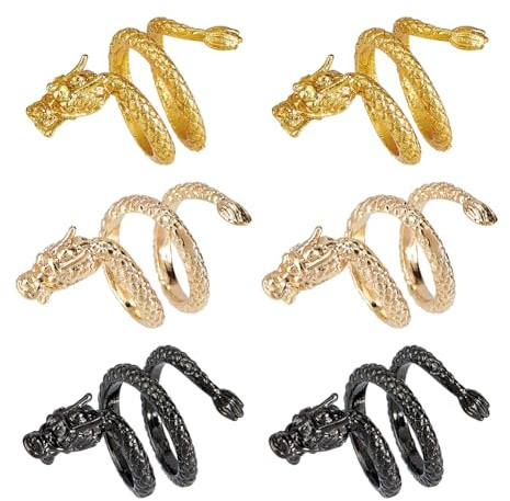 PH PandaHall 6 Stück 14K Vergoldete Drachenperlen 3 Farben Metall Tier Abstandshalter 24x13mm Gebogene Drachenperlen Vintage Wickelform Perle Für Schmuck Armband Halskette Dreadlocks Frühlingsfest