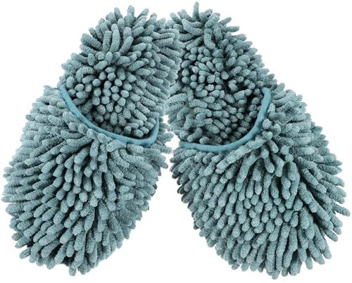 Beavorty Pantuflas de Limpieza Reutilizables de Chenilla, Absorbentes y Antideslizantes, Talla Única, Color Gris Verde, para Trapear el Polvo y Barrer Suelos Hogar