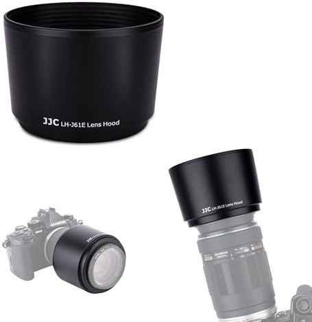 JJC LH-61E Lens Hood Shade for Olympus Zuiko Digital ED 70-300mm f/4-5.6, M.Zuiko Digital ED 75-300mm f/4.8-6.7 II Telephoto Lens, Reversible & Compatible with 58mm Filter/Cap
