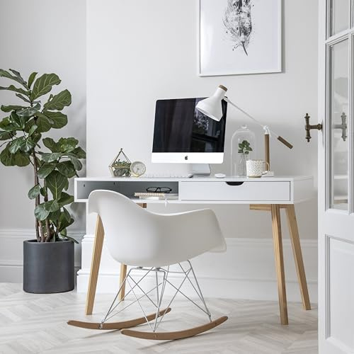 Noa and Nani Ludvig Office Desk Computer Table In Classic White And Natural Pine