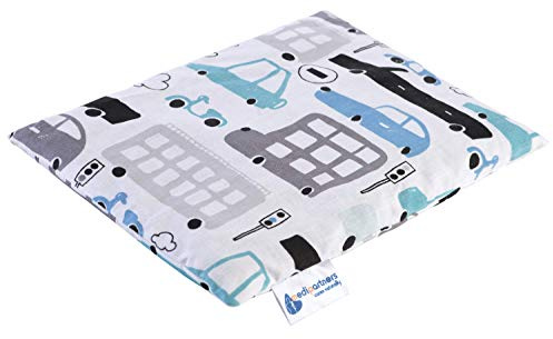 Medi Partners Cherry Stone Cushion Large Heat Pillow 500 g Rectangle 20x25 cm Natural 100% Cotton Heat + Cold Therapy Massage Therapy (Grey Cars)