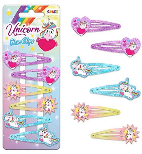CRAZE Unicorn Clips 6 Haarspangen Set Haarschmuck Mädchenschmuck mit süßen Einhorn Motiven