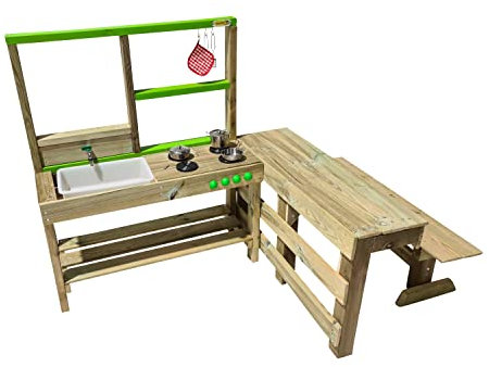 MASGAMES Cuisine d'extérieur Spicy | Bois traité autoclave | Ustensiles inclus | (Spicy Delicious)