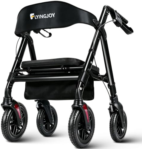 Walkers for Seniors with Seat,450Lbs Rolling Walker, 22 Extra-Wide Heavy-Duty All-Terrain Rollator Walker with Adjustable Height,Ergonomic Breathable Seat,Storage Bag,Foldable Mobility Aid For Adults