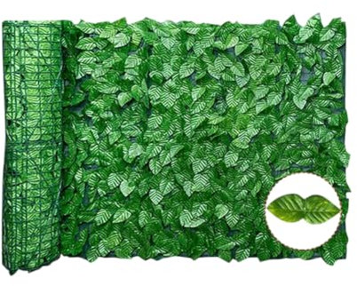 Rollo de valla de privacidad de hojas artificiales para pared, valla de paisajismo, valla de privacidad al aire libre, jardín, patio, balcón, cesta verde, 0.5 x 3 m B