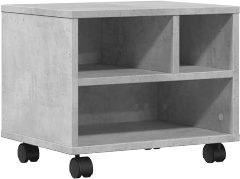 vidaXL Printer Stand with Wheels, Desk Organiser for Office, Printer Table for Fax Machine Scanner Files, Printer Desktop Stand, Concrete Grey