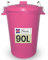 Neat. 90L Bin Coloured Large Plastic Bins, Heavy Duty Kitchen Bin with Metal Handle Dustbin with Lid For Easy Refusal, Garden Bin Indoor Outdoor Rubbish Waste or Storage of Animal Feed, Pink-1Pack