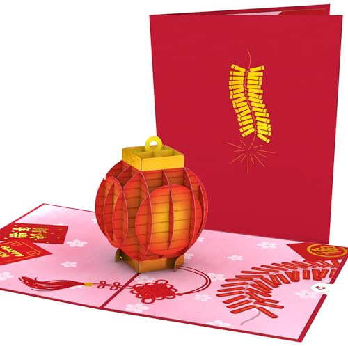 Lovepop® Tarjeta desplegable 3D de luna asiática de Año Nuevo | tarjeta especial de celebración | excepcional tarjeta plegable de Año Nuevo con farol | incluye sobre premium y tarjeta de notas
