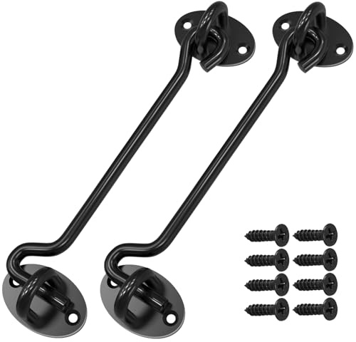 2 ganchos para tormentas de 6 pulgadas con ojal de cabina, acero inoxidable, cerrojo para puerta, gancho para ventana, gancho pequeño con 8 unidades, tornillos de montaje, gancho para puerta, gancho