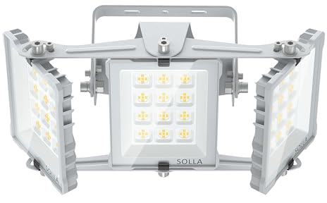 SOLLA 150 W LED-strålkastare för utomhusbruk, ultralätt 15000 LM 6000 K Daylight White IP66 Vattentät, stadium Lights, 3 huvuden utomhus Floodlight Security Lights for Yards, uteplats, street-grå