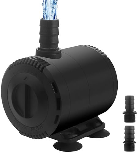 BAITAI Aquarium Wasserpumpe, 15W Ultra Leise Tauchpumpe, 1000L/H Aquarium Pumpe mit Einstellbarem Durchfluss, 2m Kabel und 2 Düsen für Teiche, Aquarium, Brunnen und Hydroponik
