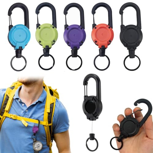 5 pièces Porte-clés Extensible avec câble en Acier 64 cm, Porte-Badges rétractables Solides en ABS avec Mousqueton, Accessoire Pratique pour clés, Cartes et Usage Quotidien intérieur et extérieur