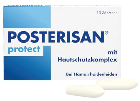 Posterisan protect 60 mg Zäpfchen mit Hautschutzkomplex: Zur Linderung leichter Hämorrhoiden-Beschwerden und Schutz vor Reizungen, 10 Stück