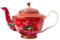 Maxwell & Williams HV0155 Teekanne, 500 ml, rund - TC Silk Road - Porzellan - mit Sieb, Deckel in Geschenkbox - Rot