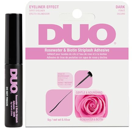 Ardell DUO QUICK-SET Striplash Adhesive in Dark Tone - Biotin & Rosewater-Infused False Eyelashes Glue, Precision Fake Lashes Applicator, Water-Resistant & Long-Lasting - Makeup Gifts for Women