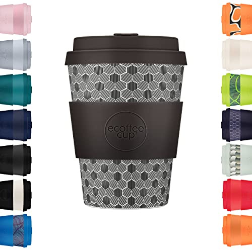 12oz 350ml Ecoffee Cup Riutilizzabile Eco-Friendly 100% a base vegetale tazza di caffè con coperchio e manica in silicone - Tazza da viaggio senza melamina, Fermis Paradox