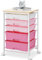 SYKIARIOL Storage Trolley with 5 Plastic Drawers, Rolling Storage Cart on Wheels, Multipurpose Utility Cart Organizer Unit for Living Room,Bedroom,School,Beauty, Easy Movement, Pink