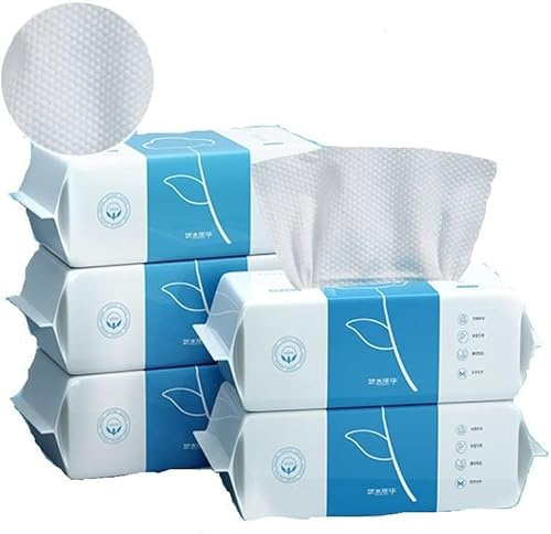 Soft Dry Wipe, Disposable Face Towel, Cotton Tissue Soft Dry Wipes for Women,Lint Free, Dry Wet Dual Portable Use for Sensitive Skin, Facial Cleansing, Makeup Removal, Surface Cleaning (3PACK=300PCS)