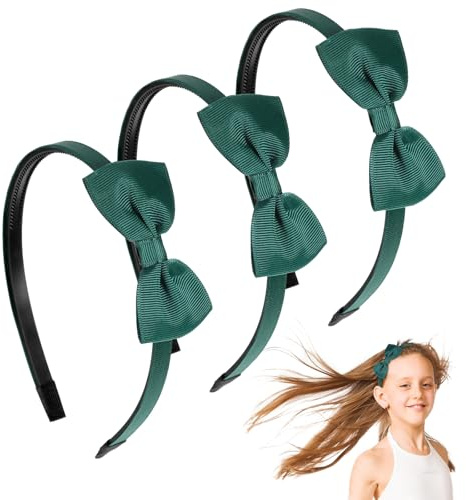 oruola 3pcs School Hair Bows on Headbands Alice Bands,Green Bows Headbands for Girls,School Bow Headband,Girls Green Uniform Colours Ribbon Bow Set Hair Accessories Birthday Gift
