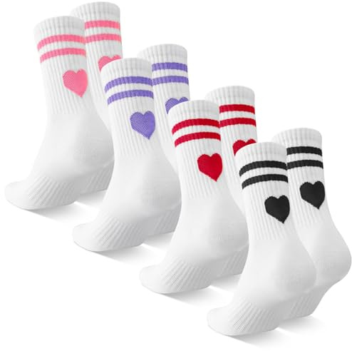 Zuimei 4 Pairs Crew Socks Women, Ladies Sports Gym Socks 6-8