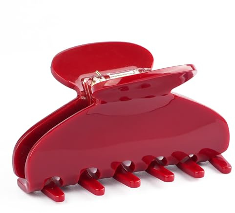 MAORULU Medium Cute Acetate Hair Claw Clip for Women Girls, 3 Inch Cherry Red Claw Clips for Thin & Medium Thick Hair, Durable French Banana Clip with Gift Box, Celluloid Accessories