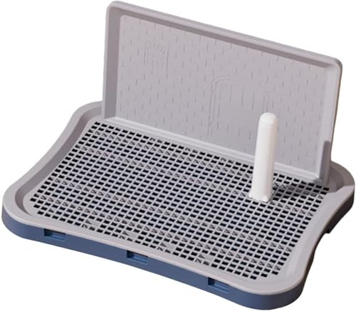 WC pour chiens avec porte de pipi avec paroi haute, facile à nettoyer, gardez la litière pour chiots de chiots à sec de la patte pour immeubles d'appartements, grand bleu, toilettes pour chiens