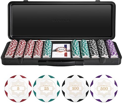 SLOWPLAY Set Poker Argile Nash, jetons 14 g/40 mm, Texas Hold’em